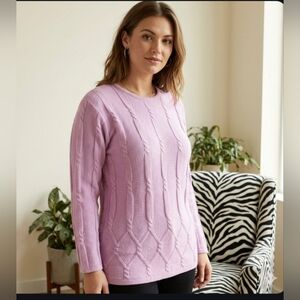 Bleyle Vintage Lavender Cable Knit 100% Marino Wool Long Sleeve Sweater Medium